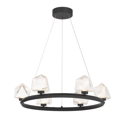 Savoy House Castello 6 Lt Chandelier, Clear Seeded, Matte Black