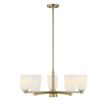 Savoy House Essentials Baldwin 5Lt Chandelier, Brass/White