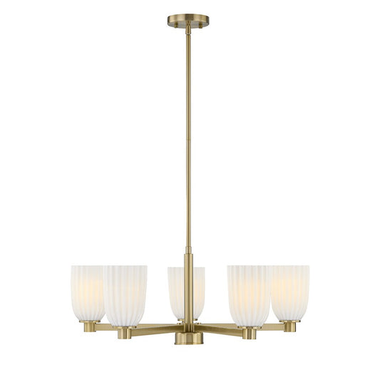 Savoy House Essentials Baldwin 5Lt Chandelier, Brass/White