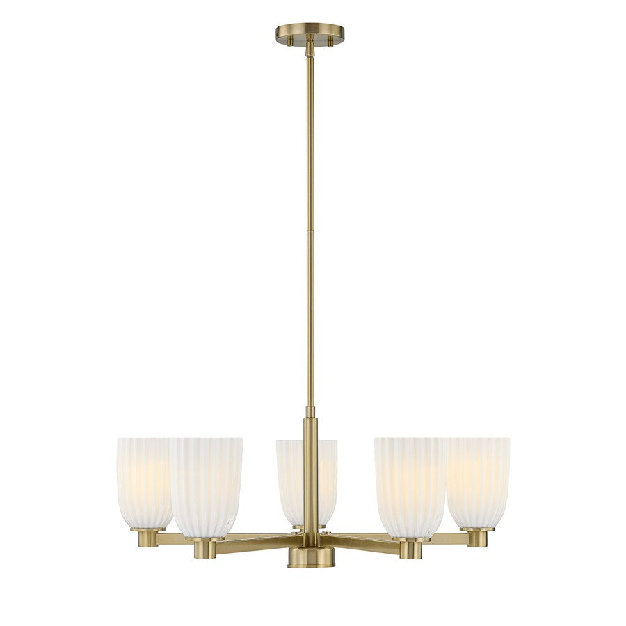 Savoy House Essentials Baldwin 5Lt Chandelier, Brass/White