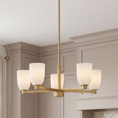 Savoy House Essentials Baldwin 5Lt Chandelier, Brass/White