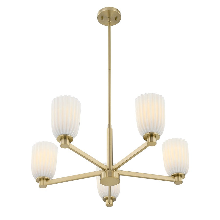 Savoy House Essentials Baldwin 5Lt Chandelier, Brass/White