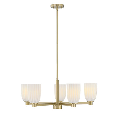 Savoy House Essentials Baldwin 5Lt Chandelier, Brass/White