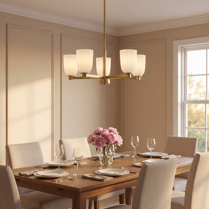 Savoy House Essentials Baldwin 5Lt Chandelier, Brass/White