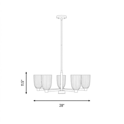 Savoy House Essentials Baldwin 5Lt Chandelier, Brass/White