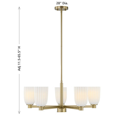 Savoy House Essentials Baldwin 5Lt Chandelier, Brass/White