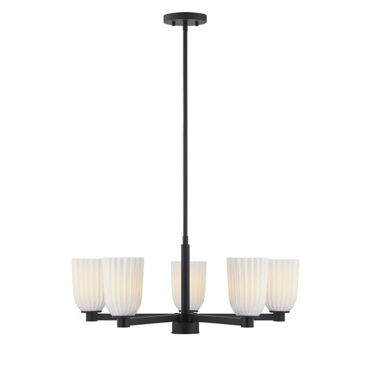 Savoy House Essentials Baldwin 5Lt Chandelier, Black/White Opal