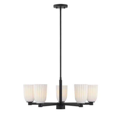 Savoy House Essentials Baldwin 5Lt Chandelier, Black/White Opal