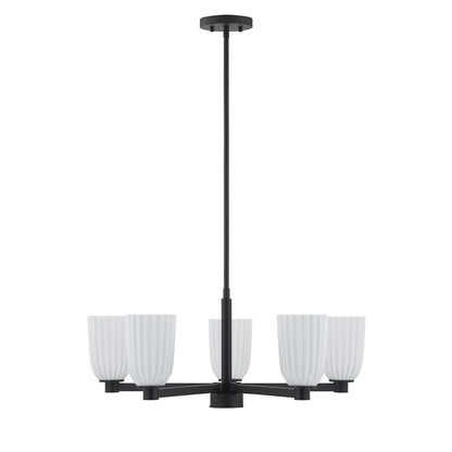 Savoy House Essentials Baldwin 5Lt Chandelier, Black/White Opal