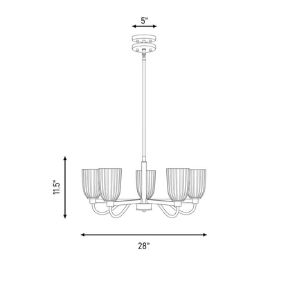 Savoy House Essentials Baldwin 5Lt Chandelier, Black/White Opal