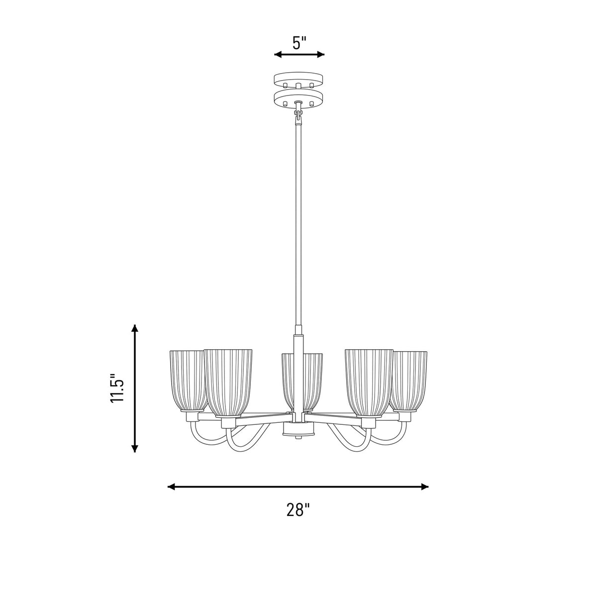 Savoy House Essentials Baldwin 5Lt Chandelier, Black/White Opal