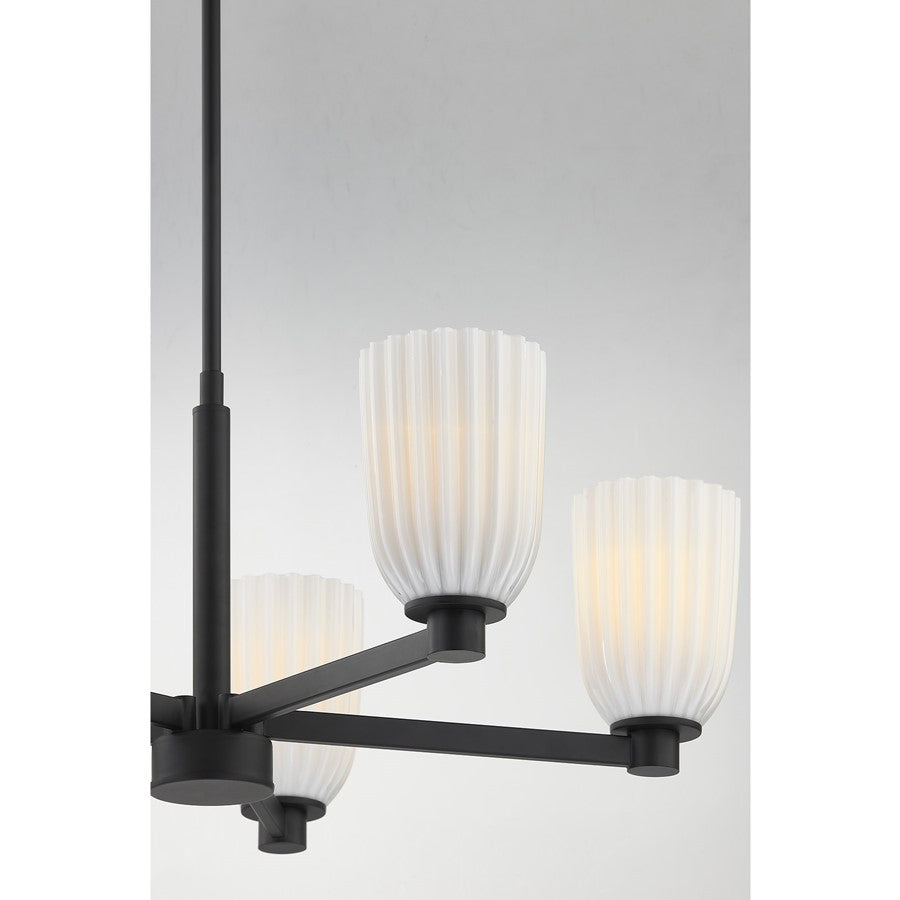 Savoy House Essentials Baldwin 5Lt Chandelier, Black/White Opal