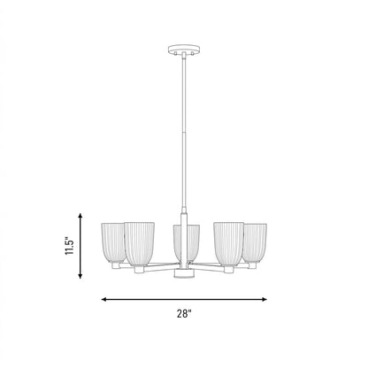 Savoy House Essentials Baldwin 5Lt Chandelier, Black/White Opal