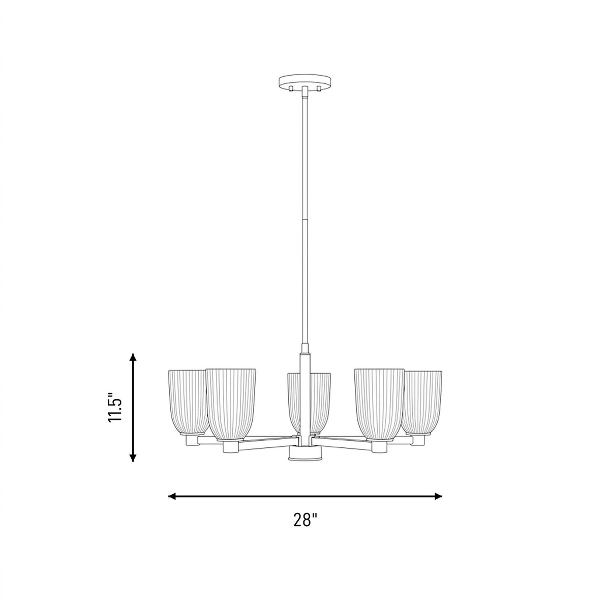 Savoy House Essentials Baldwin 5Lt Chandelier, Black/White Opal