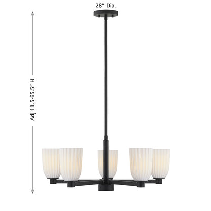 Savoy House Essentials Baldwin 5Lt Chandelier, Black/White Opal