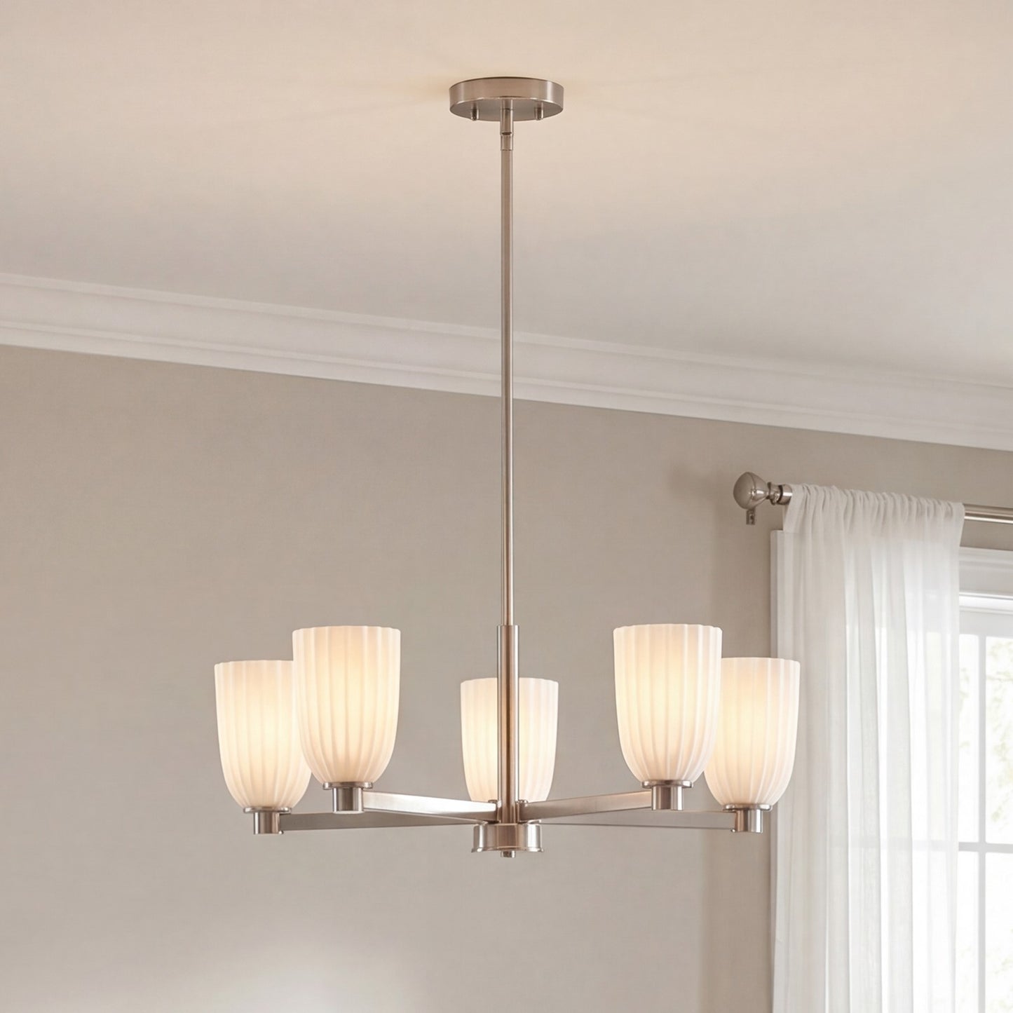 Savoy House Essentials Baldwin 5Lt Chandelier, Satin Nickel