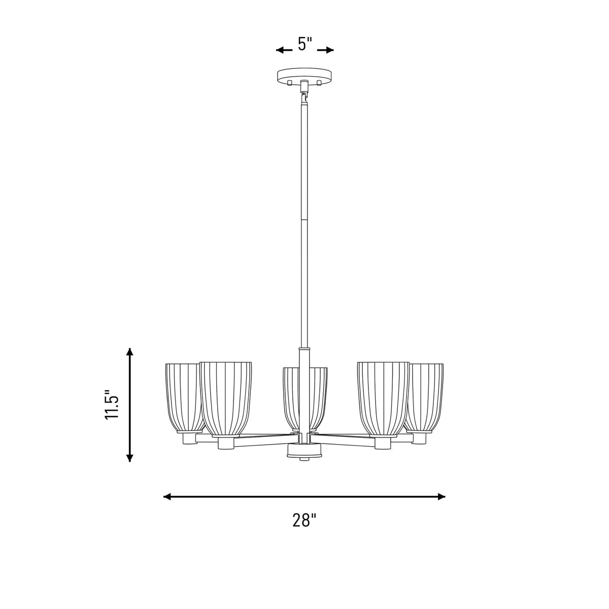 Savoy House Essentials Baldwin 5Lt Chandelier, Satin Nickel