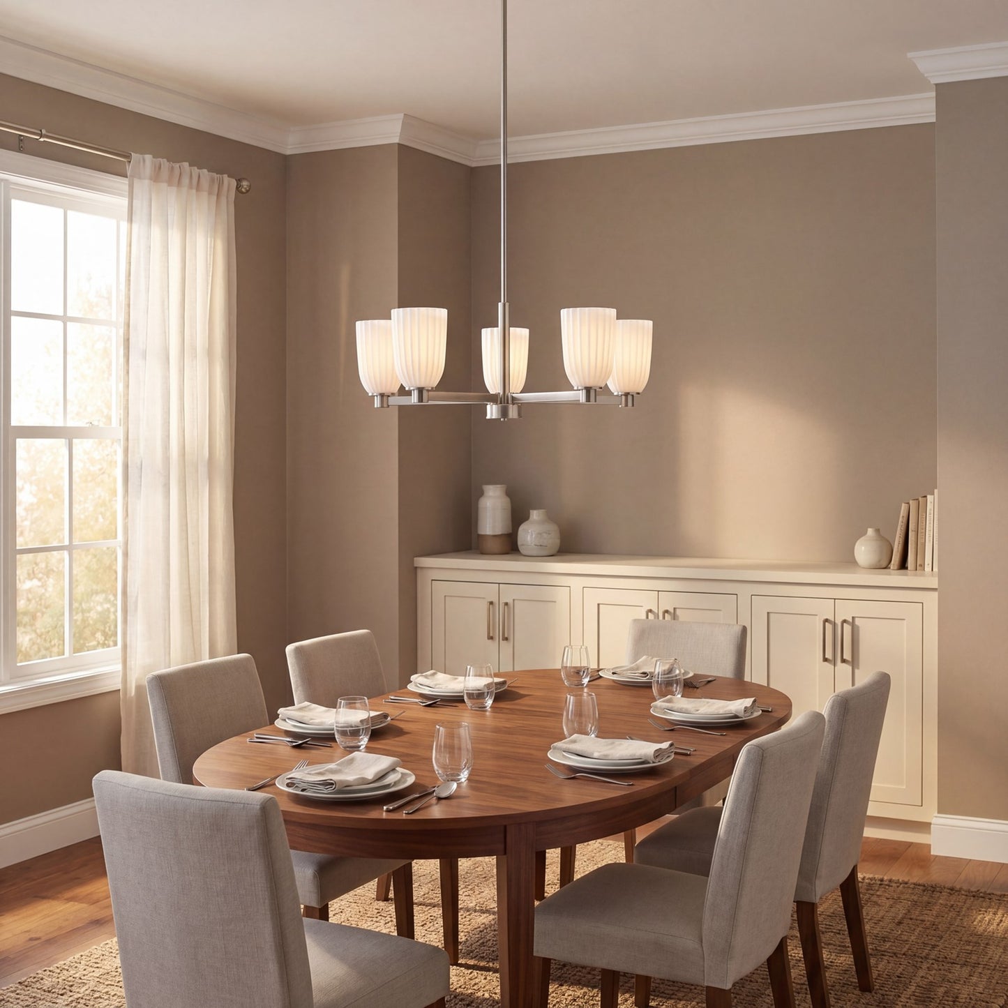 Savoy House Essentials Baldwin 5Lt Chandelier, Satin Nickel