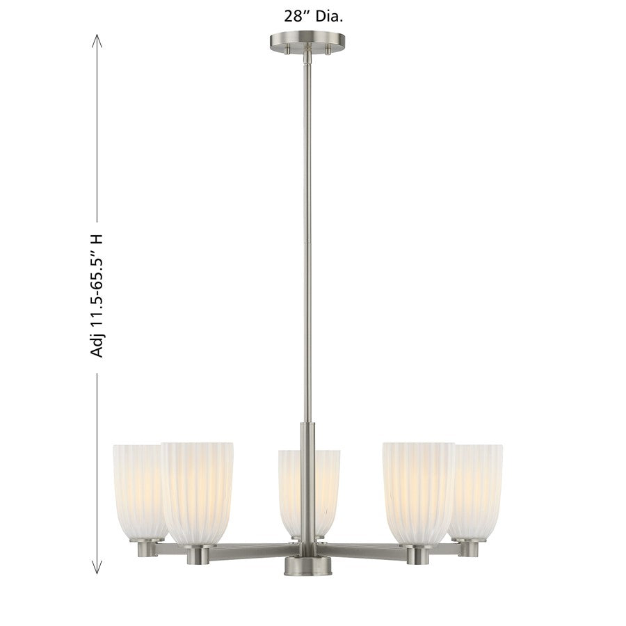 Savoy House Essentials Baldwin 5Lt Chandelier, Satin Nickel