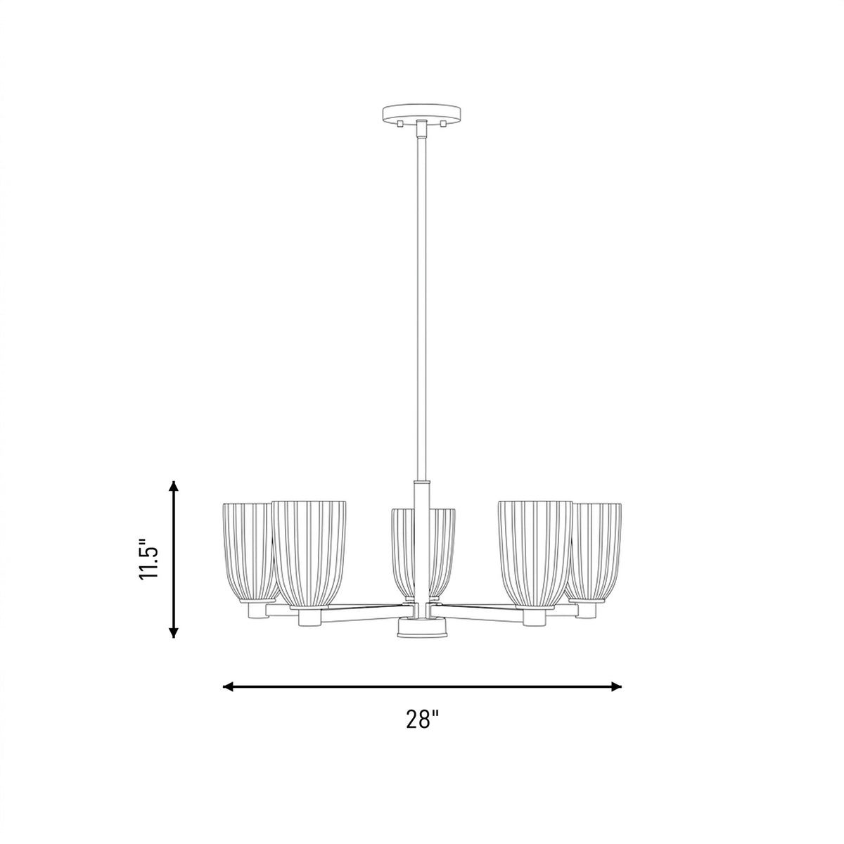 Savoy House Essentials Baldwin 5Lt Chandelier, Satin Nickel