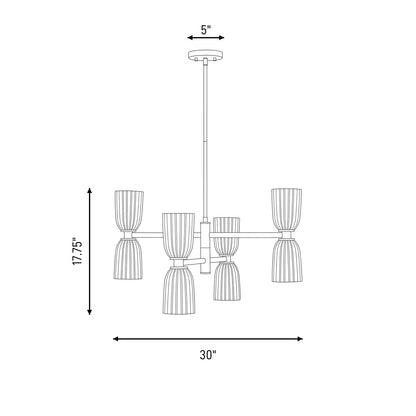 Savoy House Essentials Baldwin 8Lt Chandelier, Brass/White