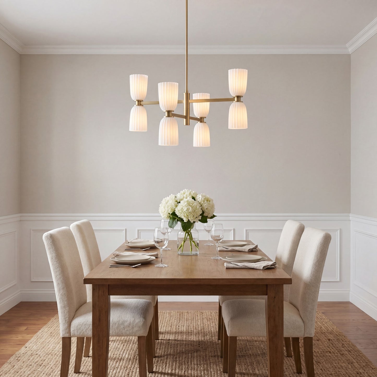 Savoy House Essentials Baldwin 8Lt Chandelier, Brass/White