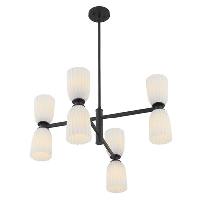 Savoy House Essentials Baldwin 8Lt Chandelier, Black/White Opal