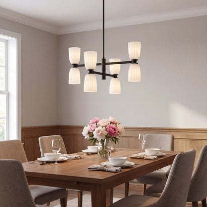 Savoy House Essentials Baldwin 8Lt Chandelier, Black/White Opal