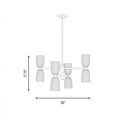 Savoy House Essentials Baldwin 8Lt Chandelier, Black/White Opal