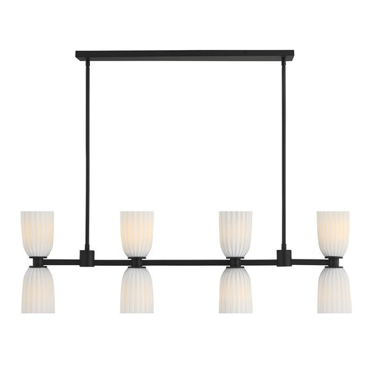 Savoy House Essentials Baldwin 8Lt Lin Chandelier, Black/White