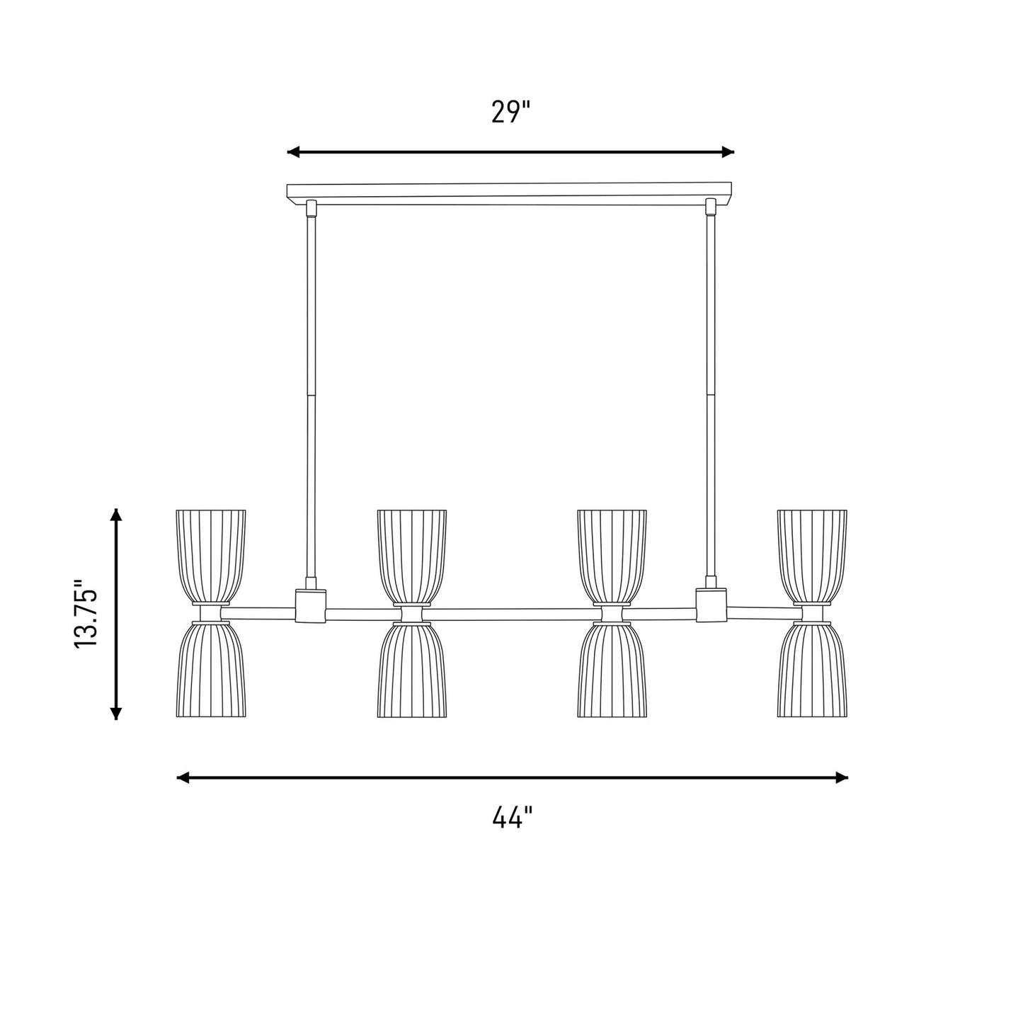 Savoy House Essentials Baldwin 8Lt Lin Chandelier, Black/White