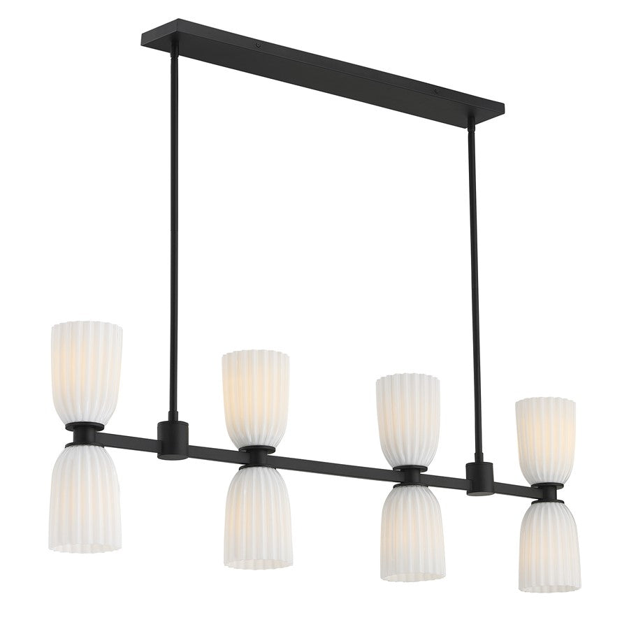 Savoy House Essentials Baldwin 8Lt Lin Chandelier, Black/White
