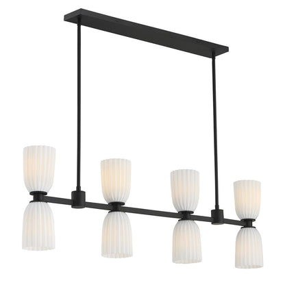 Savoy House Essentials Baldwin 8Lt Lin Chandelier, Black/White
