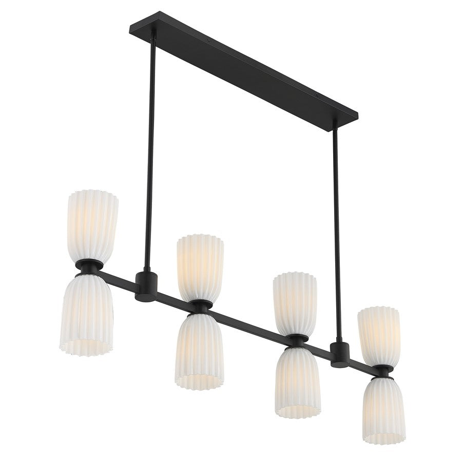 Savoy House Essentials Baldwin 8Lt Lin Chandelier, Black/White
