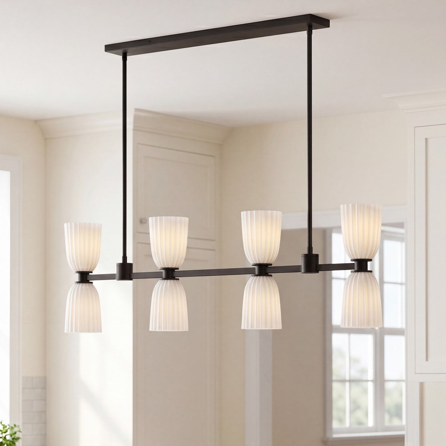 Savoy House Essentials Baldwin 8Lt Lin Chandelier, Black/White
