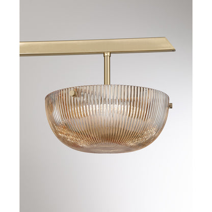 Savoy House Hubbard 30in 3-Light LED Chandelier | Minimalist Noble Brass and Champagne Ribbed Glass | Dining Room & Entryway | 30 in | Model 1-1251-3-127