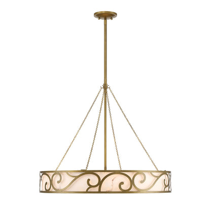 Savoy House Halstead 28.13in 8-Light Chandelier | Art Deco Antique Patina and Faux Alabaster | Dining Room & Foyer | 28.13 x 28.13 | Model 1-1269-8-339