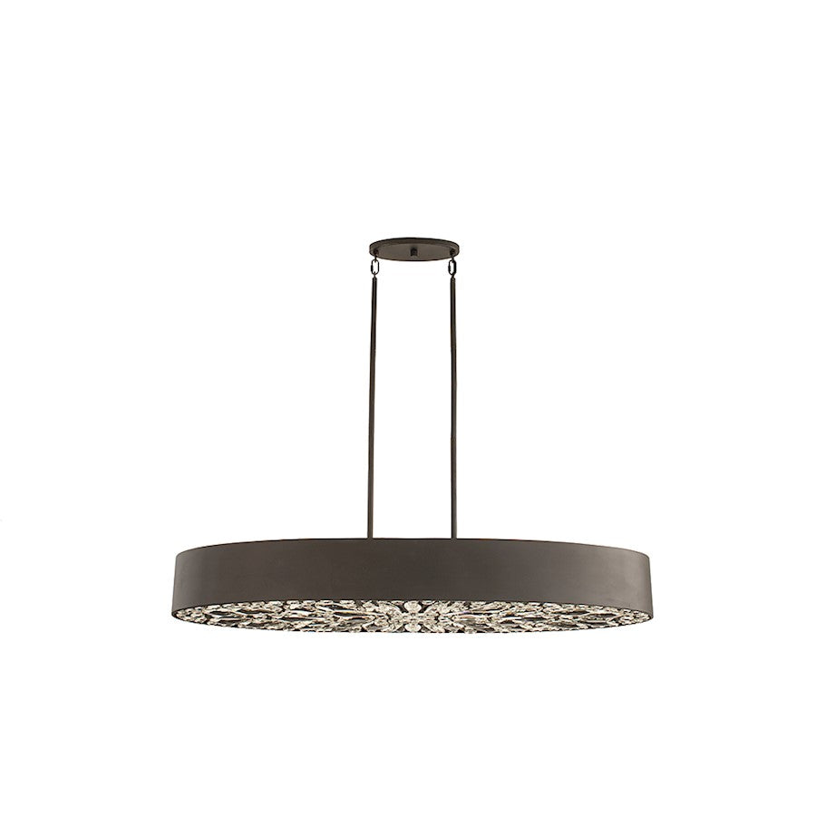 6 Light Linear Chandelier, Black Cashmere