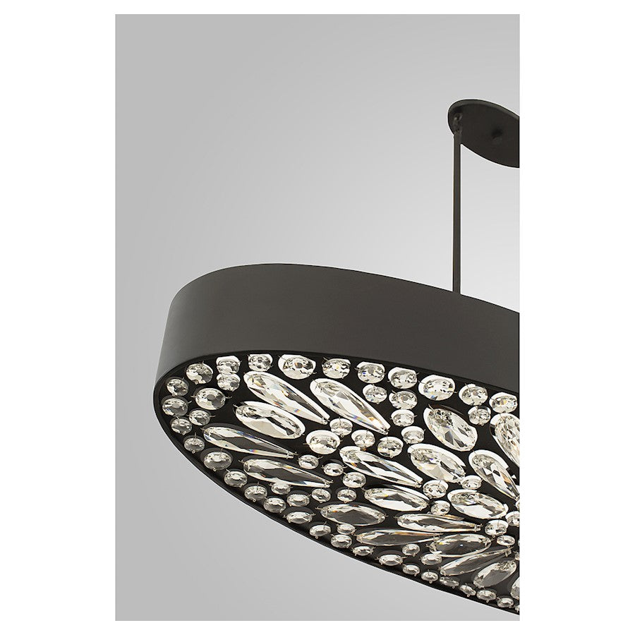 6 Light Linear Chandelier, Black Cashmere