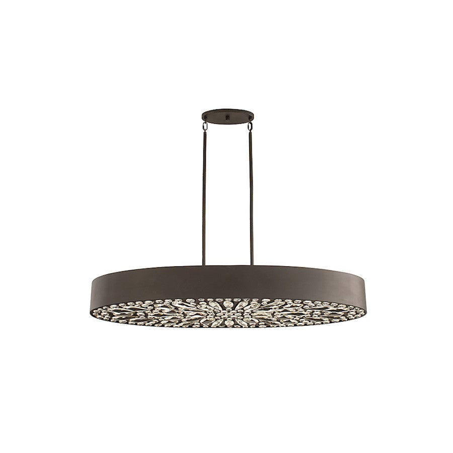 6 Light Linear Chandelier, Black Cashmere