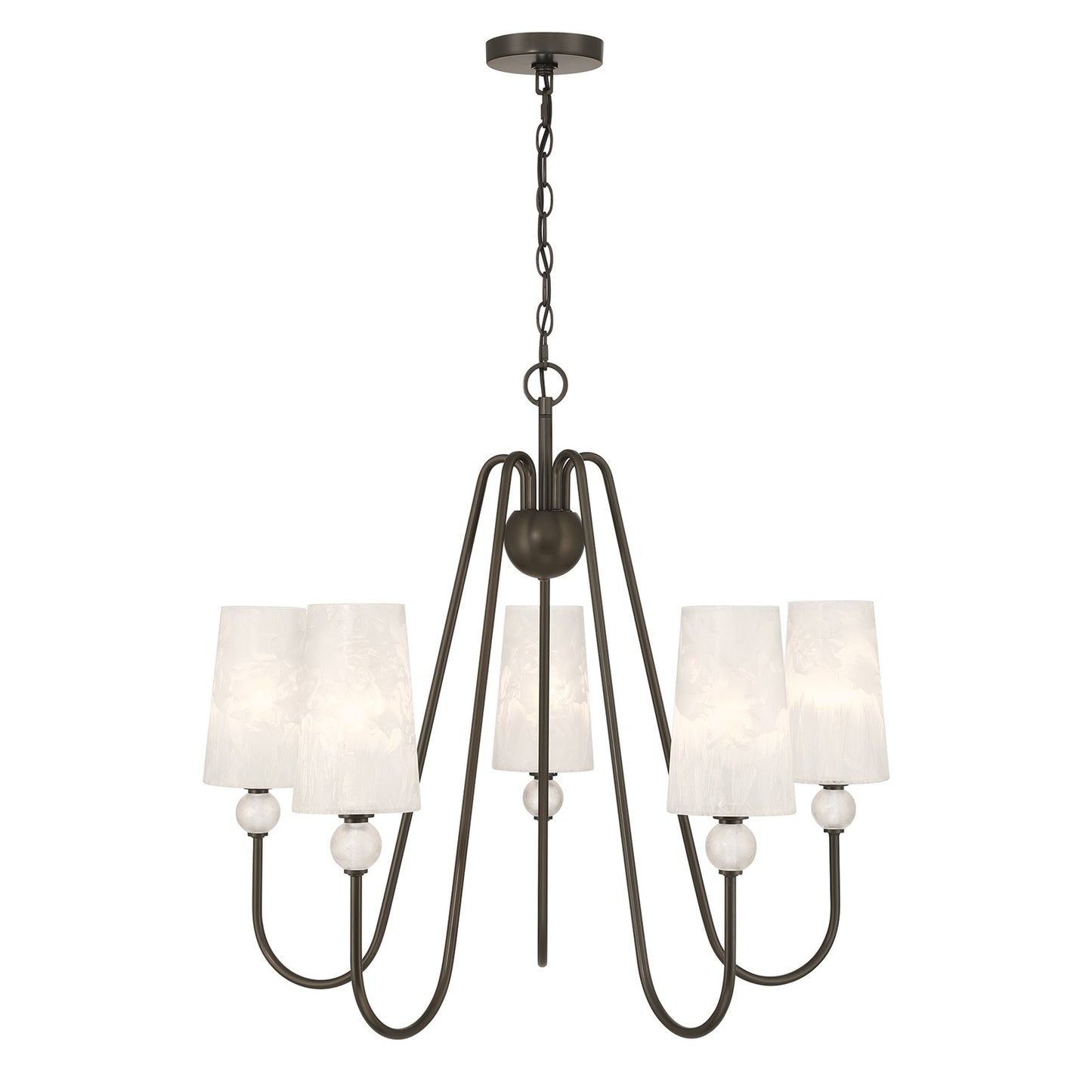 Savoy House Sheldon 32in 5-Light Chandelier | Transitional Mediterranean Bronze and Ice Glass | Dining Room & Foyer | 32 x 32 x 27 in | Model 1-1350-5-15