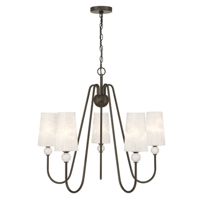 Savoy House Sheldon 32in 5-Light Chandelier | Transitional Mediterranean Bronze and Ice Glass | Dining Room & Foyer | 32 x 32 x 27 in | Model 1-1350-5-15