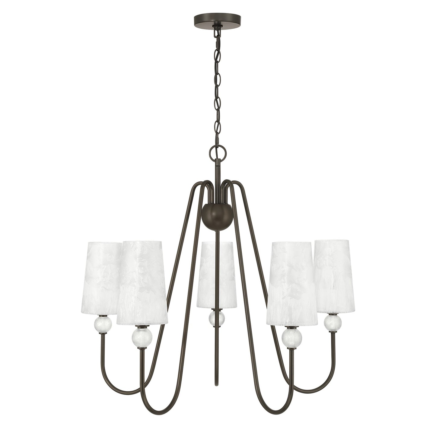 Savoy House Sheldon 32in 5-Light Chandelier | Transitional Mediterranean Bronze and Ice Glass | Dining Room & Foyer | 32 x 32 x 27 in | Model 1-1350-5-15
