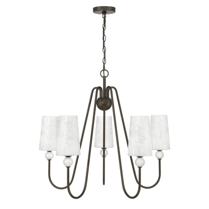 Savoy House Sheldon 32in 5-Light Chandelier | Transitional Mediterranean Bronze and Ice Glass | Dining Room & Foyer | 32 x 32 x 27 in | Model 1-1350-5-15