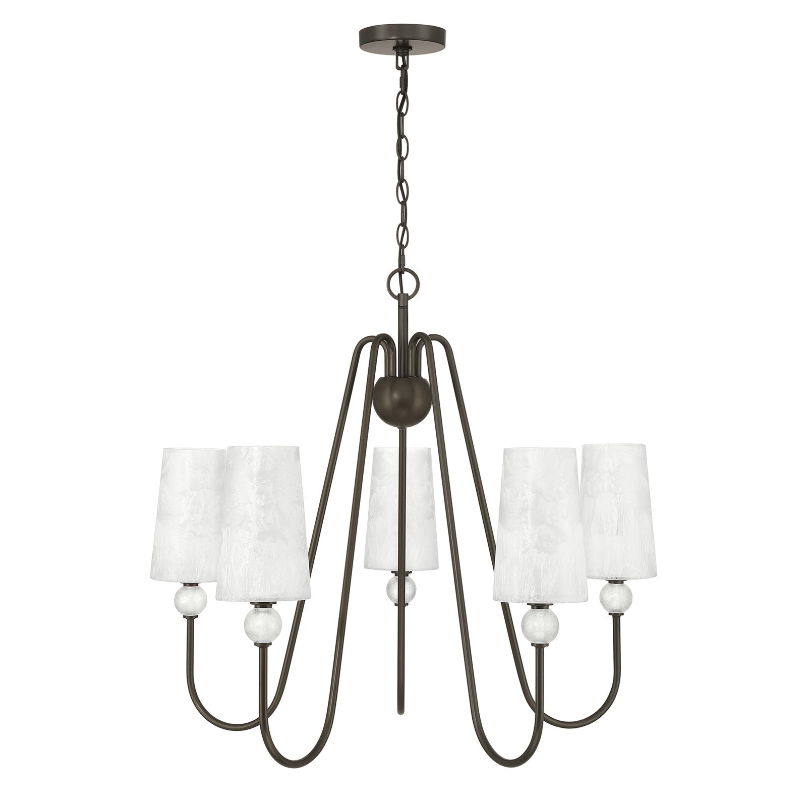 Savoy House Sheldon 32in 5-Light Chandelier | Transitional Mediterranean Bronze and Ice Glass | Dining Room & Foyer | 32 x 32 x 27 in | Model 1-1350-5-15