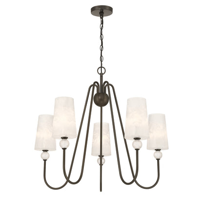 Savoy House Sheldon 32in 5-Light Chandelier | Transitional Mediterranean Bronze and Ice Glass | Dining Room & Foyer | 32 x 32 x 27 in | Model 1-1350-5-15