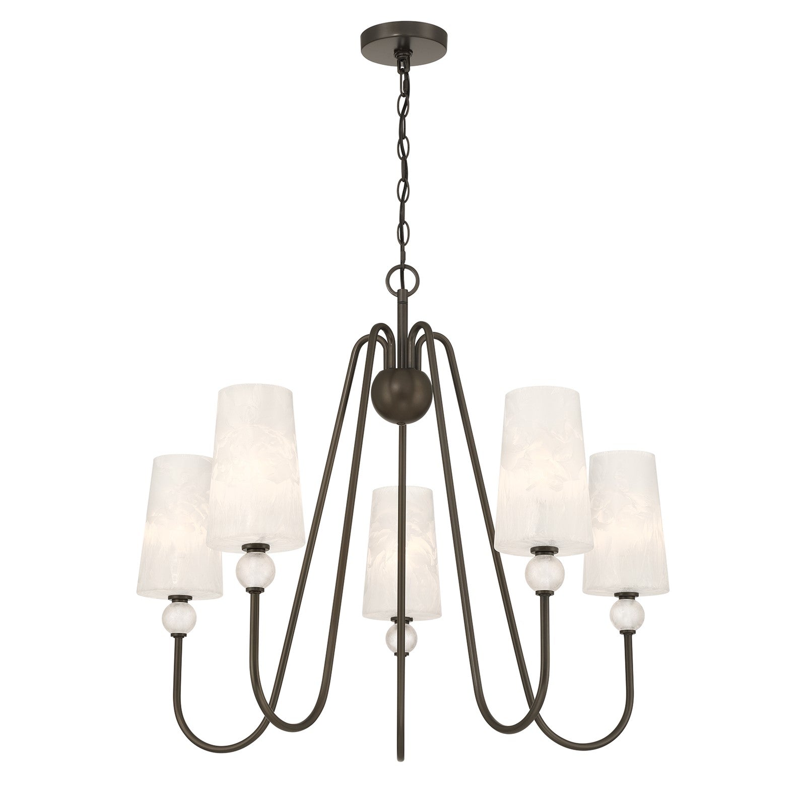 Savoy House Sheldon 32in 5-Light Chandelier | Transitional Mediterranean Bronze and Ice Glass | Dining Room & Foyer | 32 x 32 x 27 in | Model 1-1350-5-15
