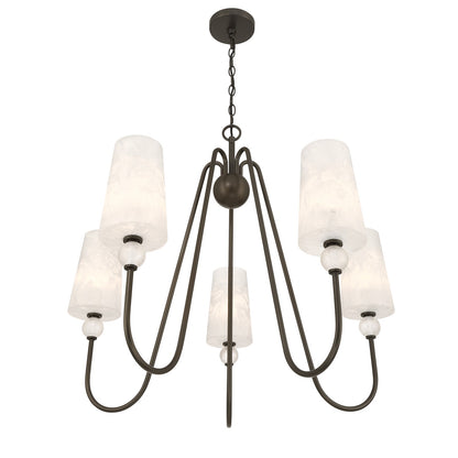 Savoy House Sheldon 32in 5-Light Chandelier | Transitional Mediterranean Bronze and Ice Glass | Dining Room & Foyer | 32 x 32 x 27 in | Model 1-1350-5-15
