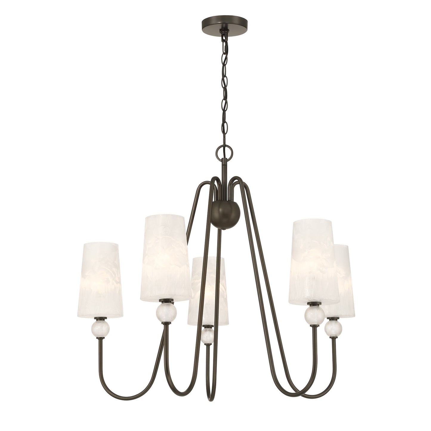 Savoy House Sheldon 32in 5-Light Chandelier | Transitional Mediterranean Bronze and Ice Glass | Dining Room & Foyer | 32 x 32 x 27 in | Model 1-1350-5-15