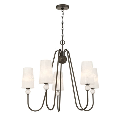 Savoy House Sheldon 32in 5-Light Chandelier | Transitional Mediterranean Bronze and Ice Glass | Dining Room & Foyer | 32 x 32 x 27 in | Model 1-1350-5-15